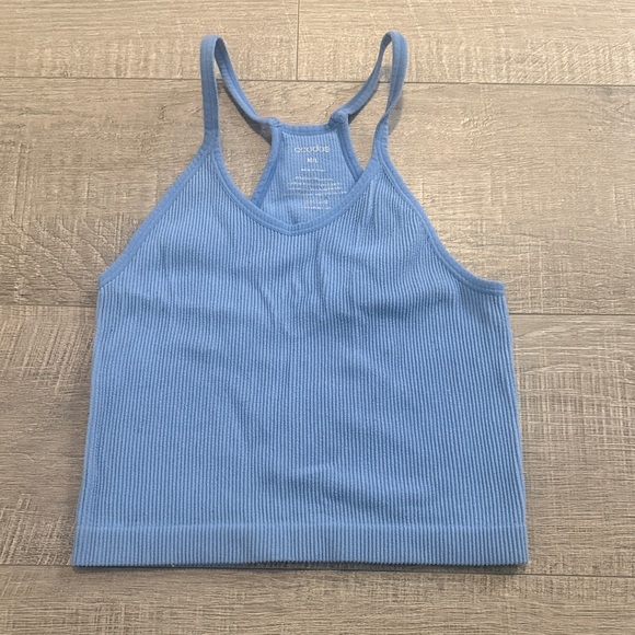 Ododos Tops - Stylish Blue Ribbed Camisole